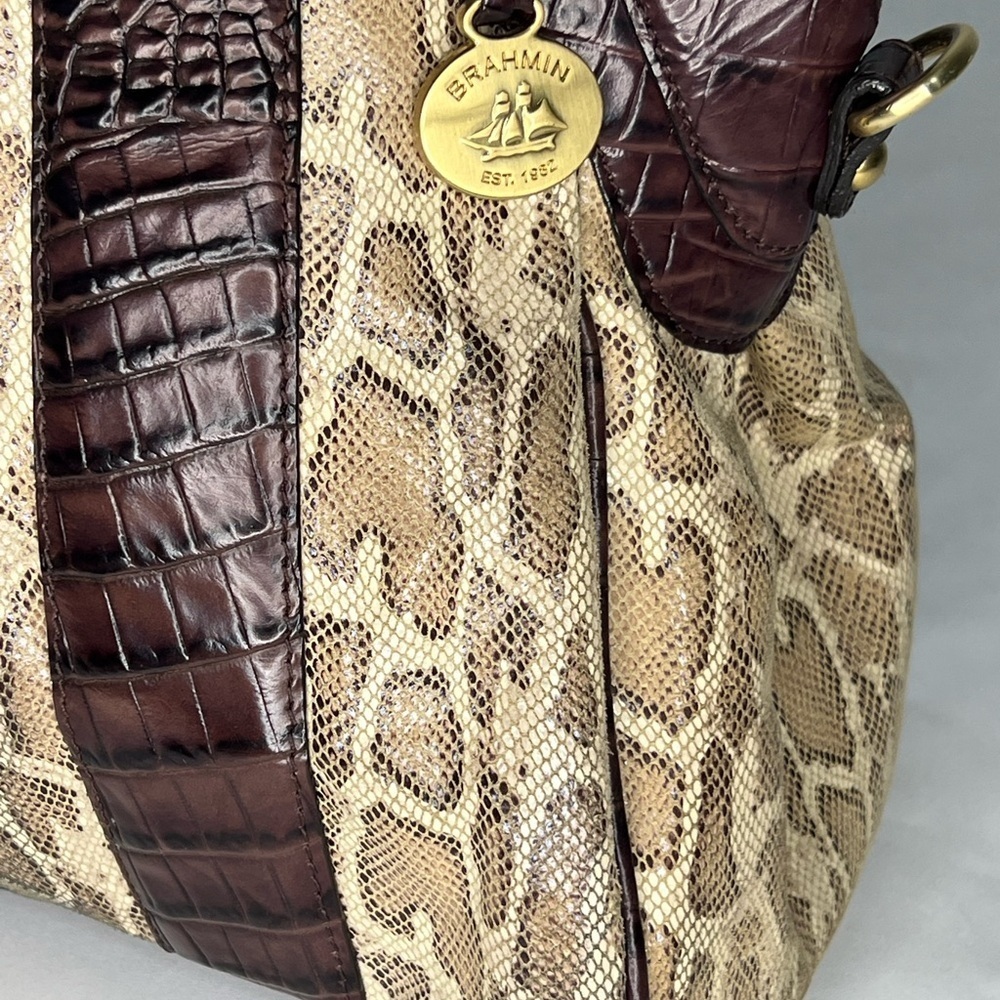 Rare Brahmin Louise Rose Satchel and Wallet Set Snake Croc Embossed Leather - Picture 4 of 15